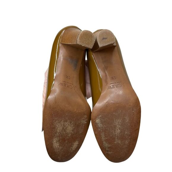 J.Crew Patent Leather Mustard Gold Heels Size 5.5 - Picture 15 of 17